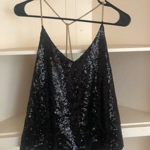 Sequin black top